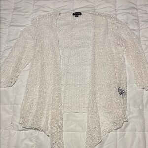 White Open Knit Lightweight Kimono